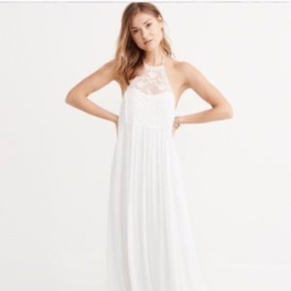 Abercrombie & Fitch White Lace Halter Maxi dress size Medium - Picture 5 of 6